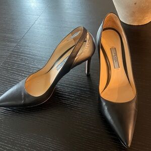 Prada Black Leather Stiletto Heels
